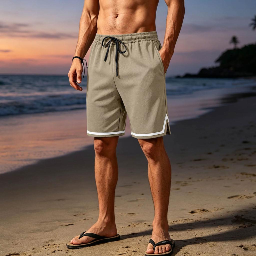 Men's Breathable Mesh Athletic Shorts Lightweight Casual Sportswear with Elastic Waistband and Drawstring for Outdoor Activities and Gym
