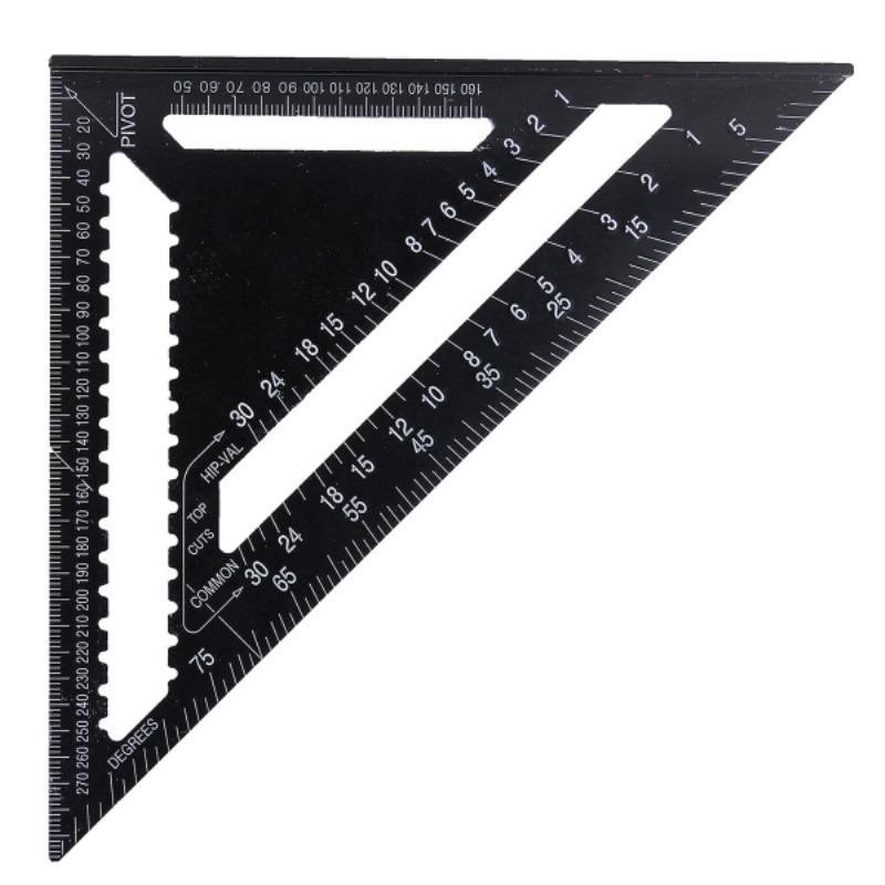 12inch Metric Aluminum Alloy Triangle Angle Ruler Protractor Woodworking Measurement Tool 30cm Quick Read Square Layout Gauge