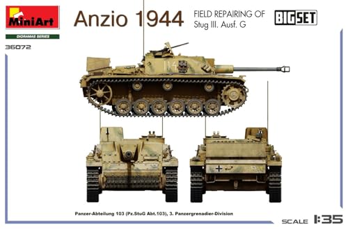Miniart 1/35 Scale Anzio 1944 Sturmgeschütz III Ausf. G Field Repair Big Set Plastic Model Kit MA36072 (Scenery)