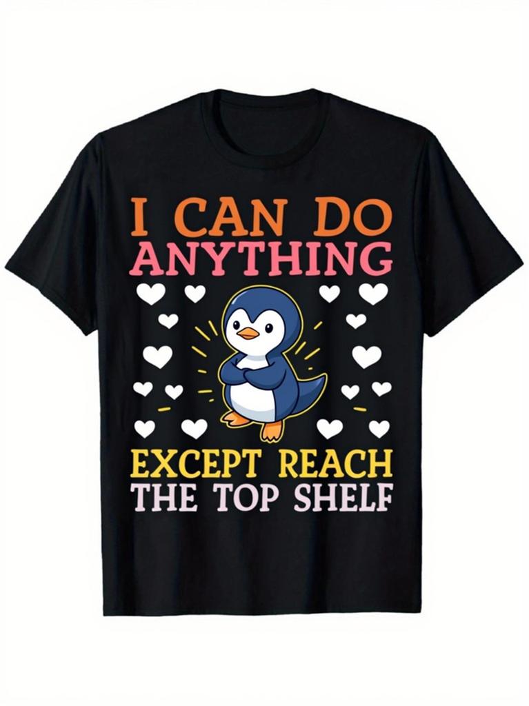 Vintage Graphic 100 Cotton TShirt Penguin I Can Do Anything Except Reach The Top Shelf Summer