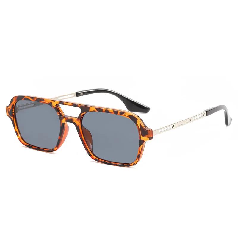 Double Bridges Dames Zonnebril Mode Roze Verloop Bril Vintage Hol Luipaard Blauwe Zonnebril Heren Zonnebrillen UV400 1PC