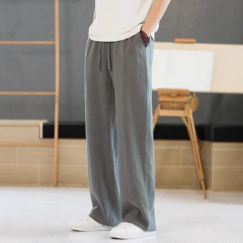 Thin Cotton Imitation Linen Casual Pants Men's Summer Men's Large Size Straight Men's Long Pants