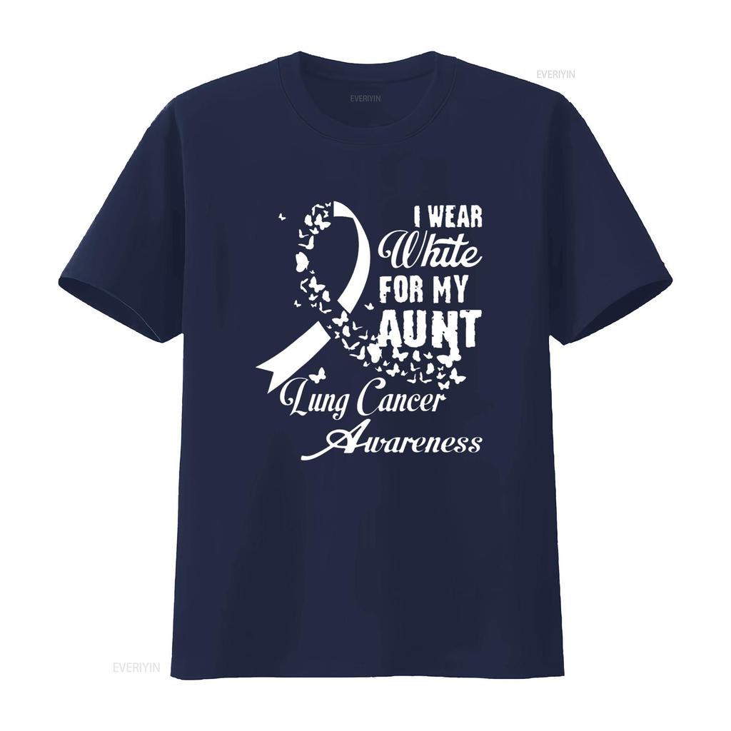 Womens I Wear White For My Aunt Family Lung Cancer Awareness Month T Shirt Black 3X Large Vintage Washed Homme Casual