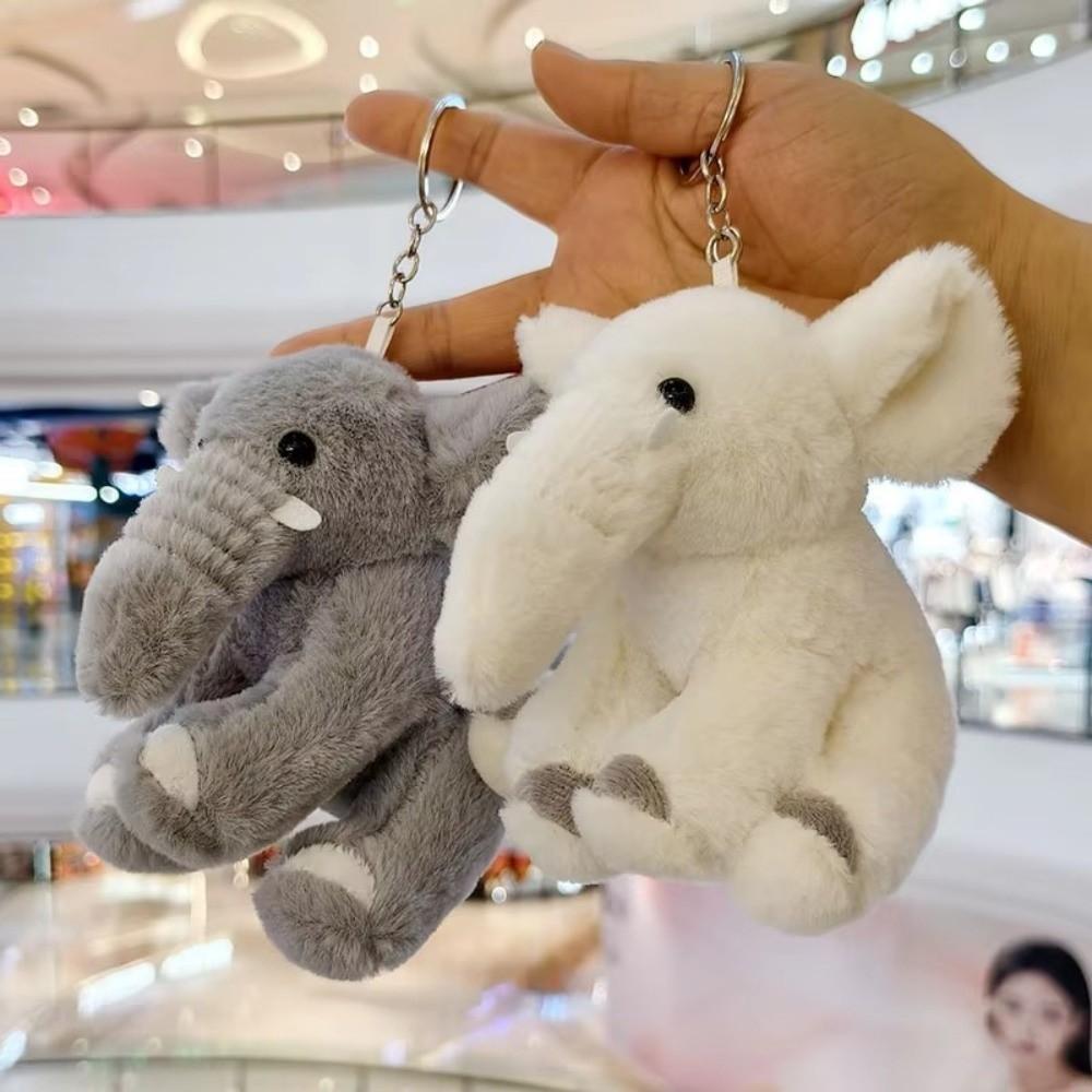 Adorable Polyester Elephant Keyring Cute Cartoon Soft Plush Stuffed Keychain Multiple Colors Fluffy Animal Bag Pendant Gift