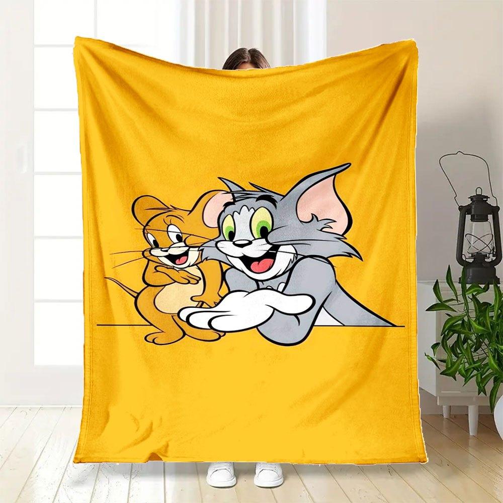 "Tom & Jerry Adventure: Classic Cartoon Characters Phone Case Cover"Blanket Flannel Throw Blanket for Sofa, Bed, Travel, Camping, Office