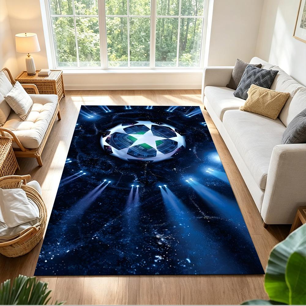 Soccer Field Strategy Sketch Decorative Area Rug Compact Foldable Construction Non-slip Bottom All-season Home Use Elegant Luxury Rug