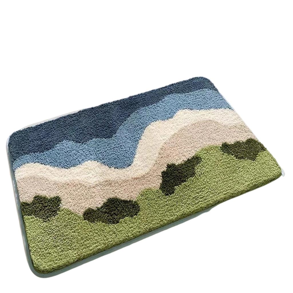 Absorberende baderomsteppe med gummibakside, maskinvaskbar bølgebadematte med myke og høykvalitets ultrafine fibre, egnet for rask tørking