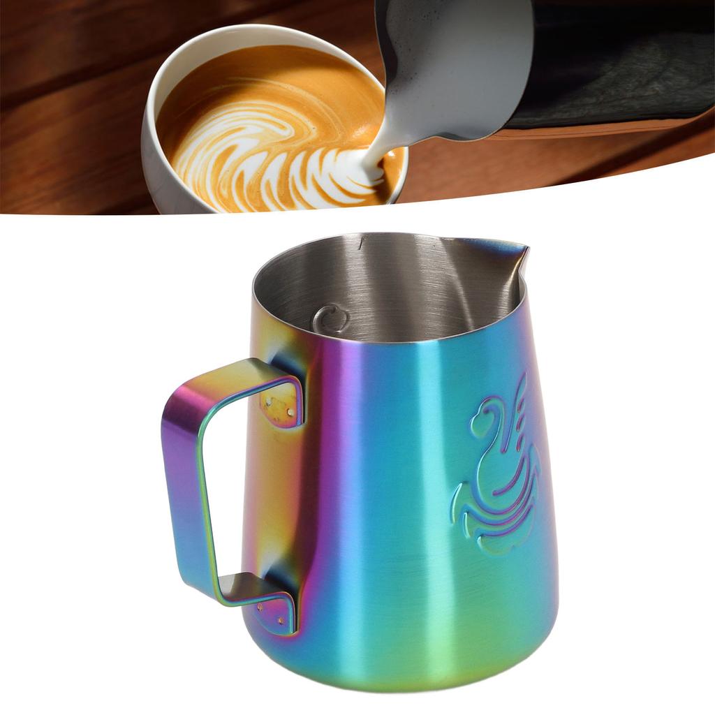 Milk Frother Pitcher 380ml Food Grade Stainless Steel Eagle Spout Multifunction Milk Frother Cup for Milk Cream