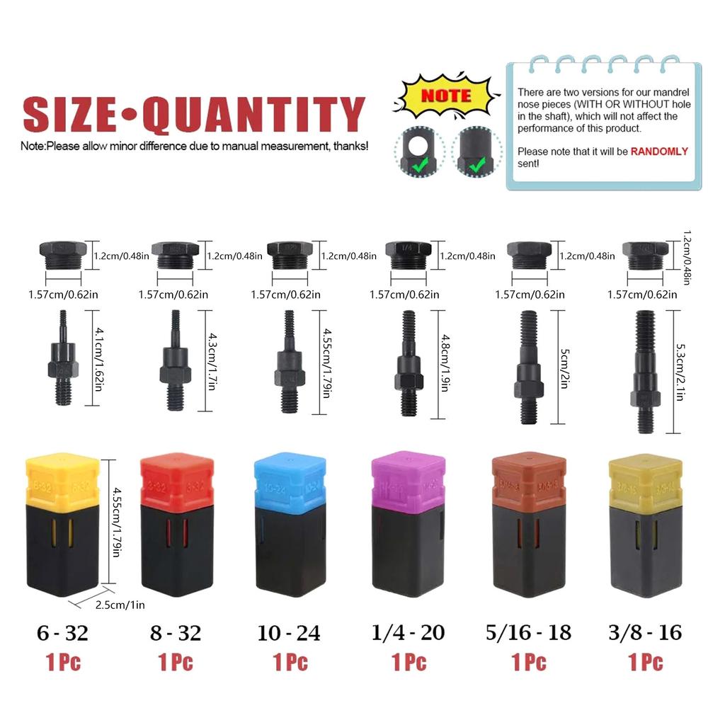 Set de instrumente pentru nituri de mână Nituitoare de mână cu 6 buc. Nuci pentru nituri Pistol pentru nituri pentru nituri și piese de nas