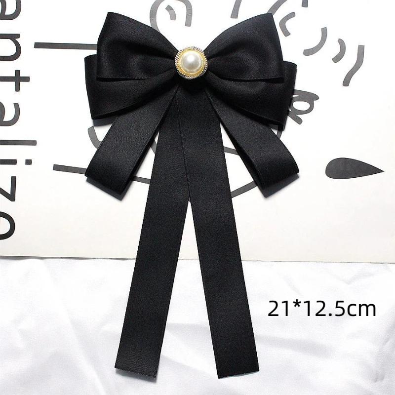 Black Bow Tie Rhinestone Bowknot Brooches For Women Shirt Collar Corsage Jewelry Clothing & Accessories