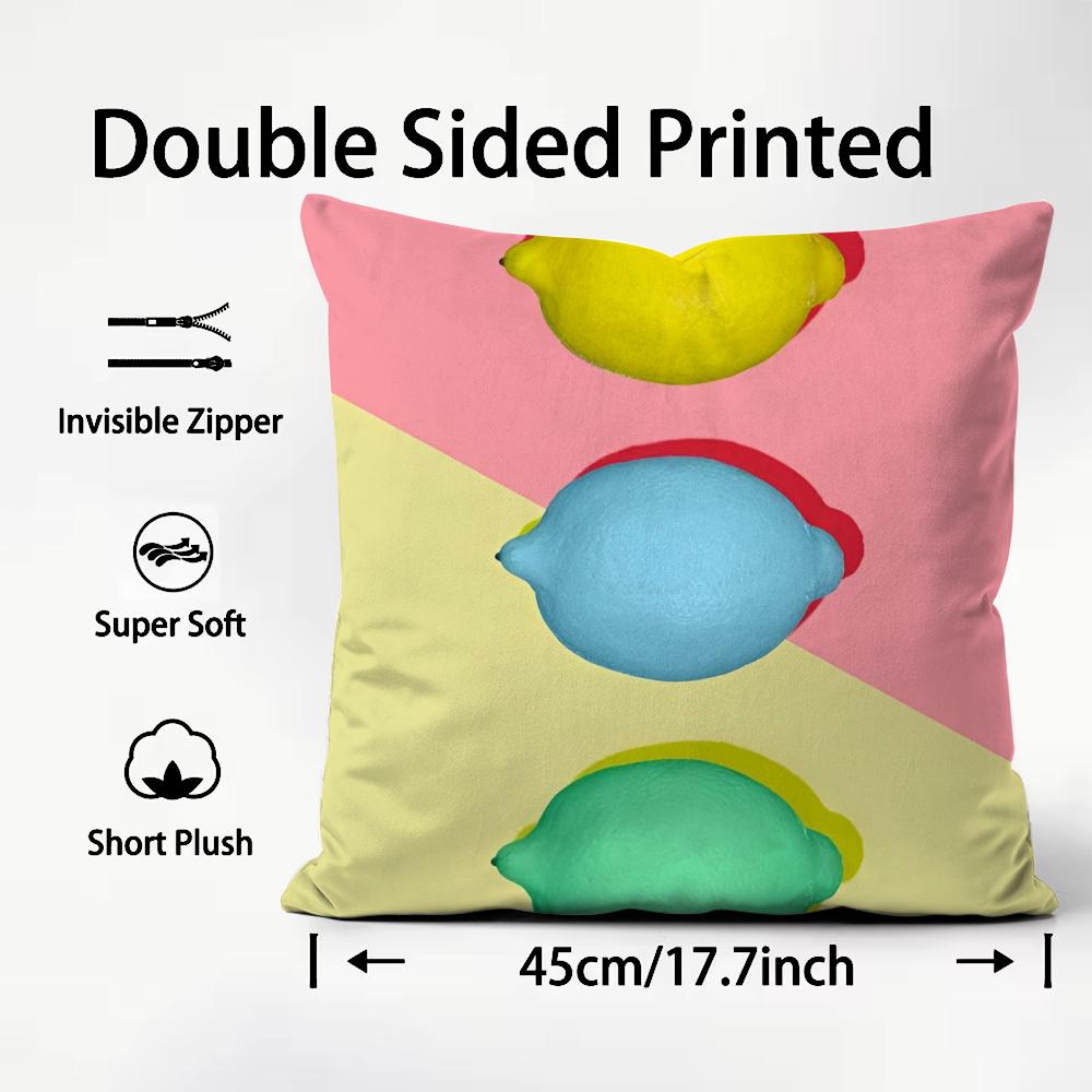 Funny Tropical Plant Fruits Cushion Cover Plush Fabric Soft DoubleSided Printed Sofa Warm Winter Home Child Gift Pillow Case