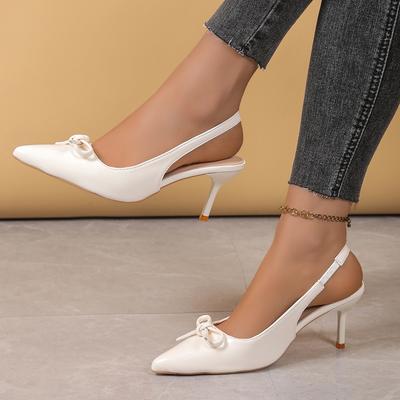 Women's Shoes 2025 New Pointed Thin Heel Back Strap Bow Fashion High Heel Sandals