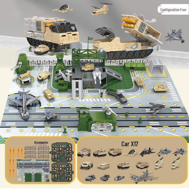 Children's Military Model Rocket Launcher Vehicle with Storable Sliding Base - Boys Gift for Ages 3-6