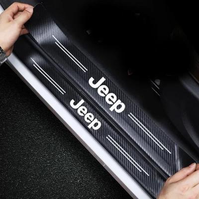 Car Trunk Door Threshold Stickers for Logo Commander Wrangler Grand Cherokee Compass Renegade JK Patriot Decoration