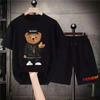 Korean Brand Bear Print T-shirt Men's Cotton Short-sleeved Oversized T-shirt Hip-hop Retro Suit Unisex Free Shipping