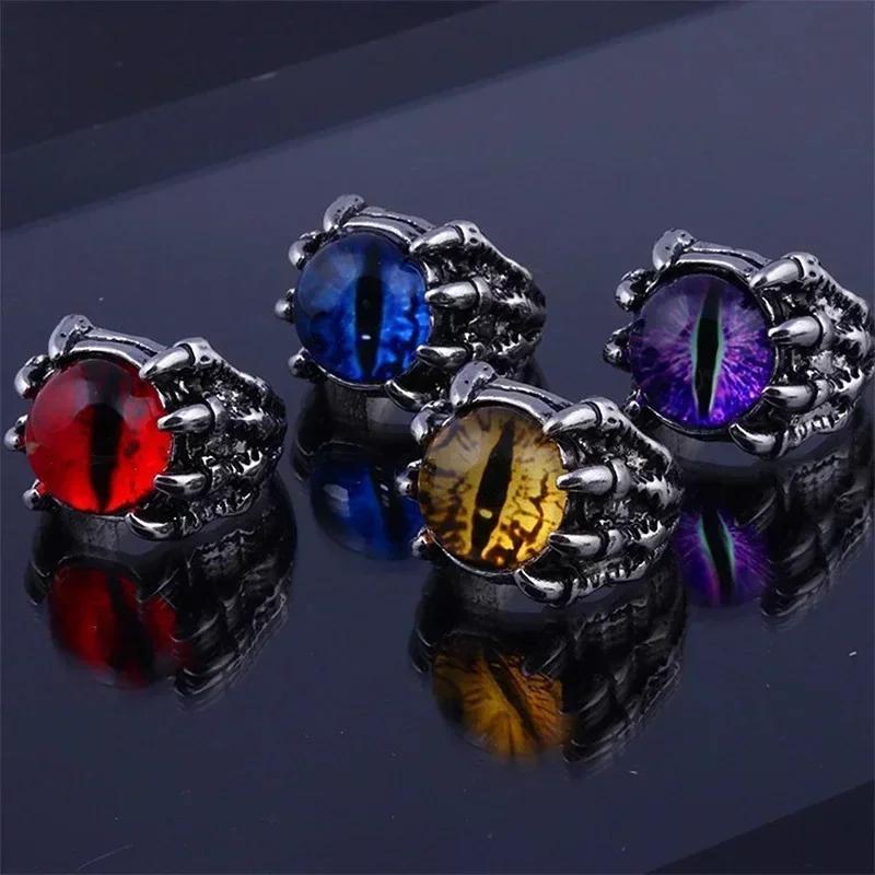 Men's Punk Colorful Evil Eye Rings for Men Women Fashion Vintage Demon Dragon Claw Ring Male Jewelry Accessories Gifts
