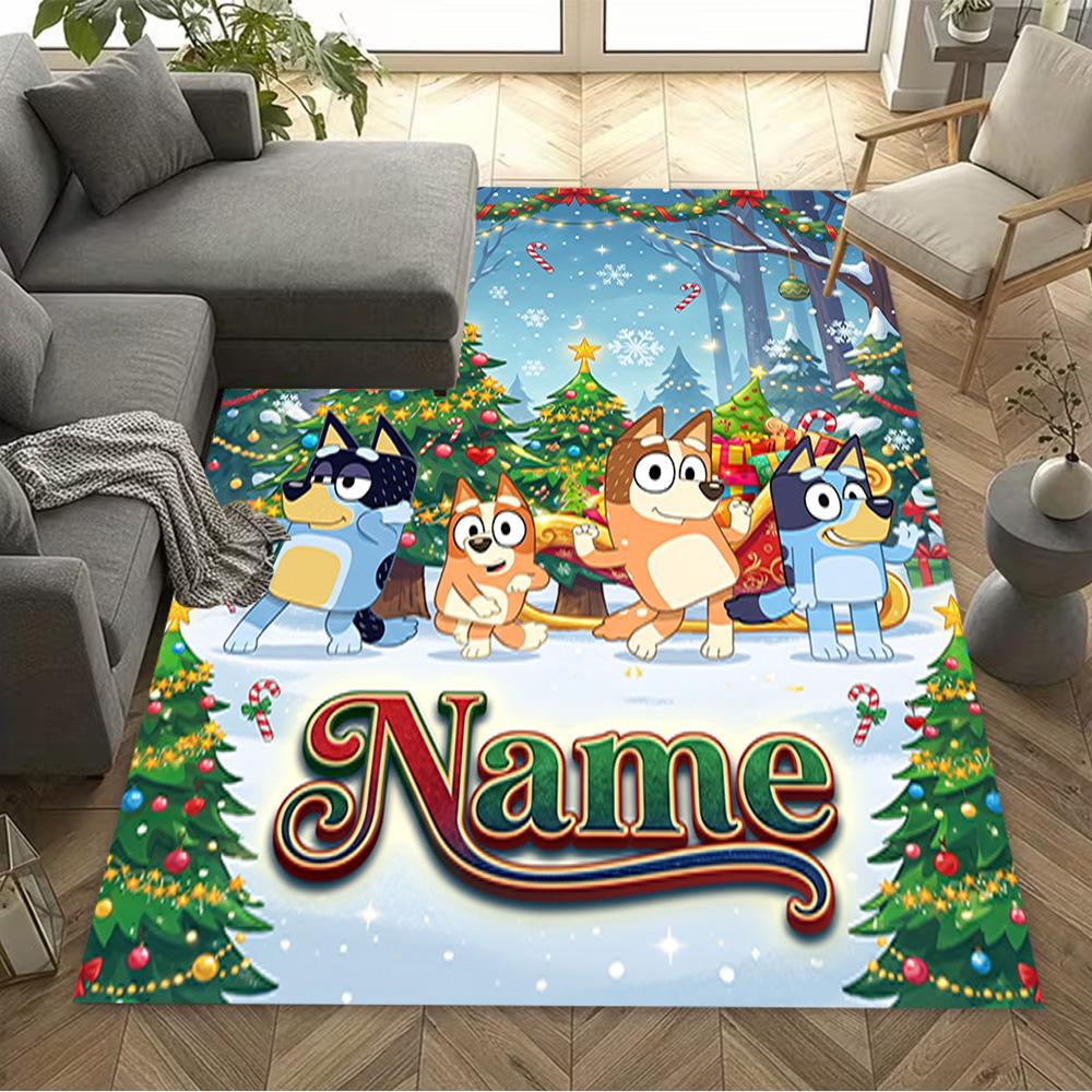 Merry Christmas Celebration Personalized Name Floor Mat Design for Playrooms Foyer Game Room Kitchen Anti-slip Rug Office home decor Wedding Party Gif