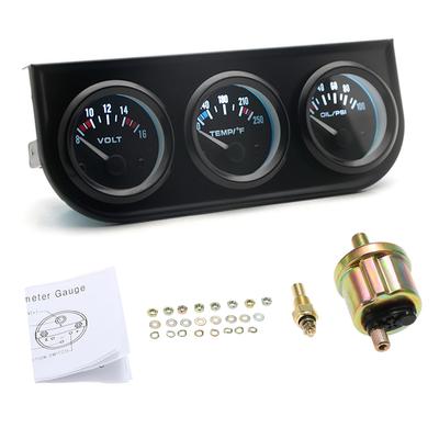 Autometr 3 v 1 Automatický voltmetr Vodoměr a měřidlo lisu na olej 52 mm Sada trojitého měřidla