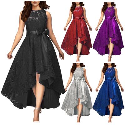 Damen Kleid Spitze Patchwork Lrregular Design Kleid Partykleid Abendkleid