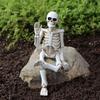 Swing Leg Skeleton Figurine Sitting Skull Resin Statue Sculpture Home Office Desktop Garden Decoration Ornament Halloween Birthd