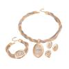 Handmade Tricolor Mesh Jewelry Set: Necklace, Earrings, Ring, Bracelet - European & American Design for Middle Eastern Ladies