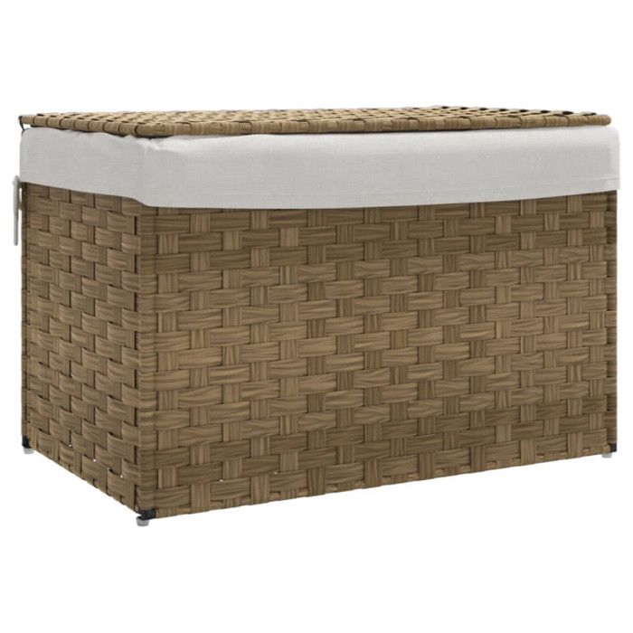 VidaXL Laundry Basket with Lid 55.5x35x34 Cm Woven Resin 372049