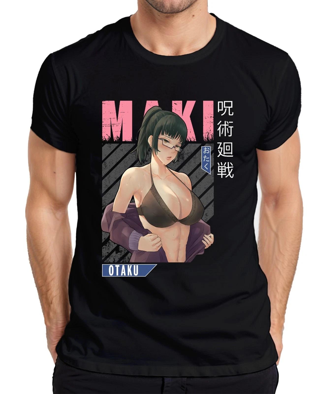 MAKI Otaku Anime Ästhetik Bikini Brille Sexy Fan Geschenk Retro Herren T-Shirt S