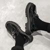 Muffin Shoes Men'S Platform Loafers Spring And Autumn New British Style Black Small Leather Shoes 25891-T