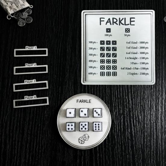 Farkle Dice Tray And Storage Case Classic Board Game Set with Embedded Scoring Combinations Dice Scoreboard for Family Game Night