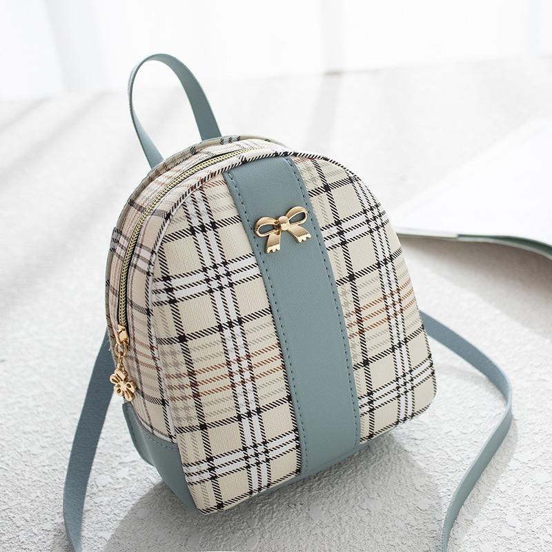 Personalized contrasting colors, fashionable plaid backpack, women's trendy single shoulder portable large-capacity cosmetic bag
