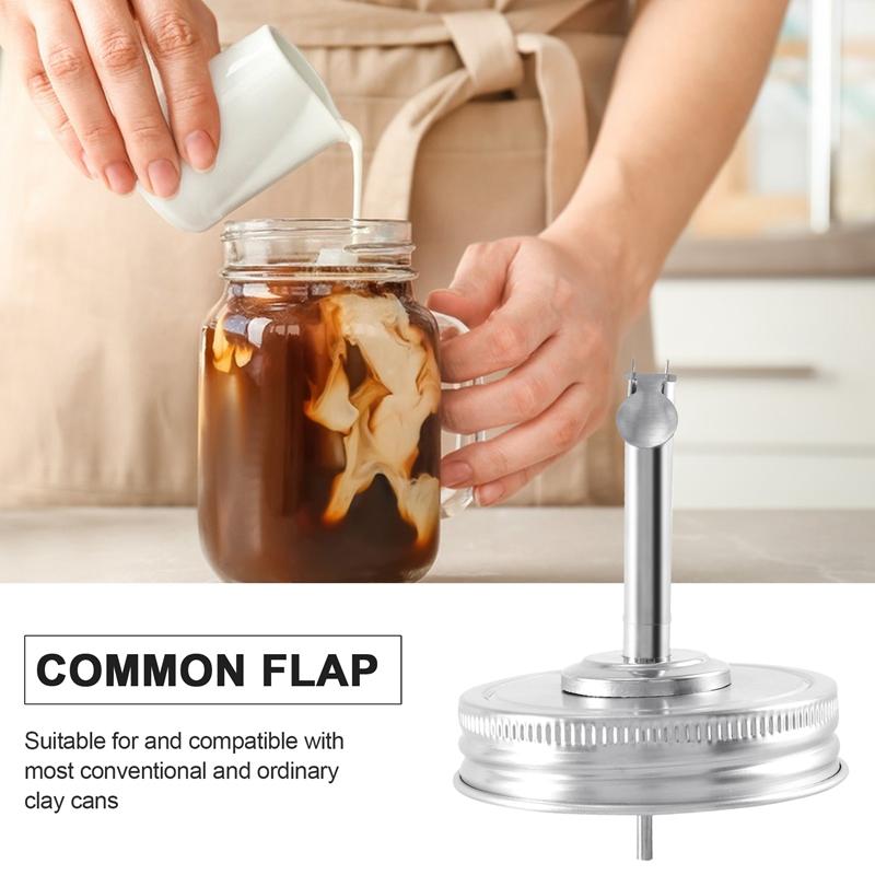 2 Pieces Jar Oil Spout Lid Oil Pour Spout Dispenser Lid Regular Mouth Oil Pour Lid With Caps Compatible With Mason Jar