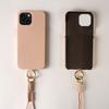 For iPhone 14 Case with Lanyard Genuine Cow Leather PC Phone Back Cover