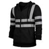 Fleece-lined Outdoor Sanitation Workwear Men's High Visibility Reflective Strip Zipper Hooded Sweatshirts