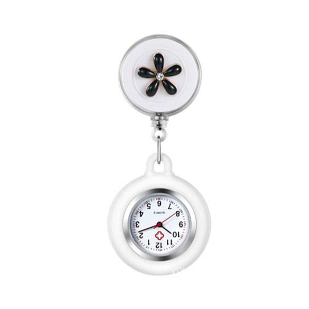 Nurse Watch Retractable Clip On Nursing Watch Cartoon Flower Pocket Watch Fob Watch for Kids