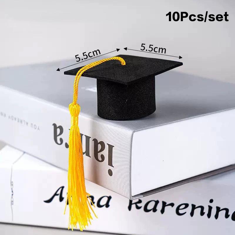 10Pcs Mini Bottle Topper Hat Creative Cupcake Doctoral Decoration Graduation Season Souvenir Ornaments Birthday Party Decoration