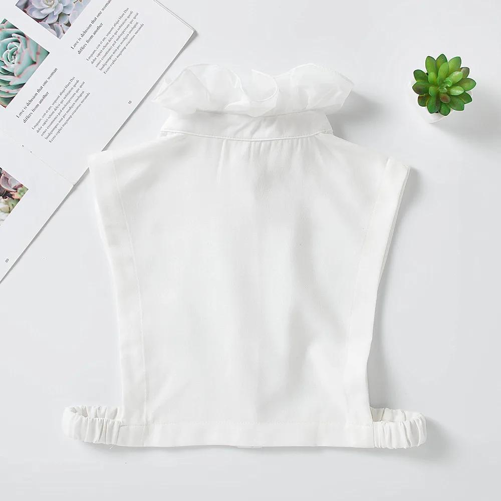 Women Shirt Fake Collar Stand Ruffle Sweater Blouse Shirt False Collar Female Cotton Removable Detachable High Collars