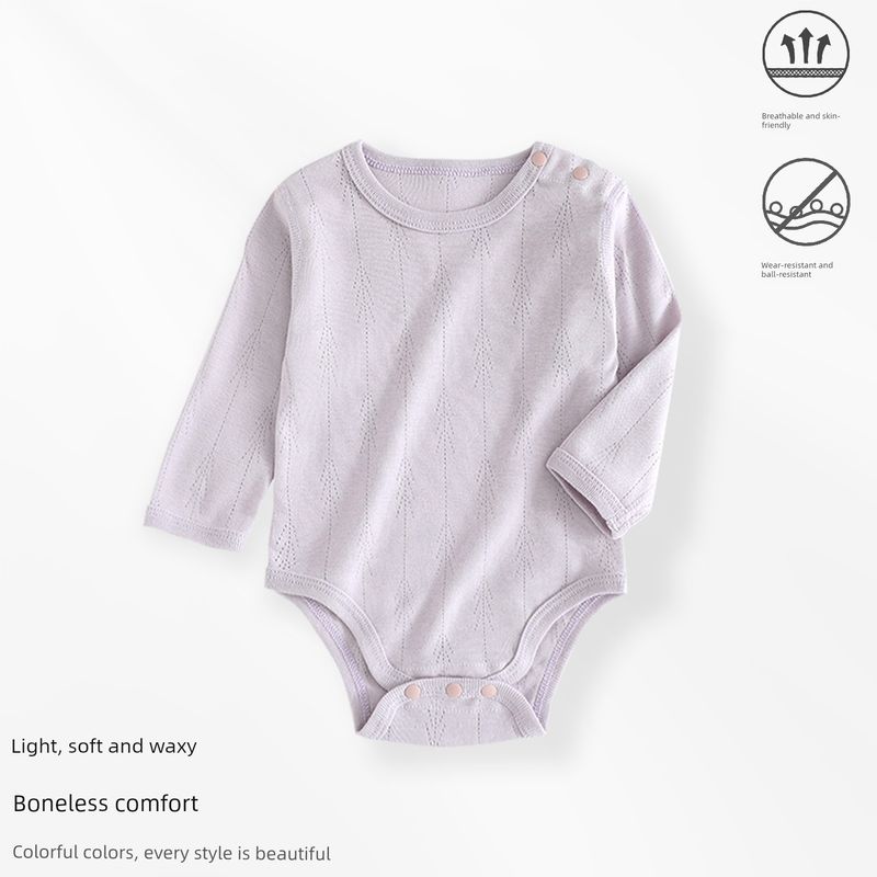 Baby Romper Spring and Autumn Style Pure Cotton Breathable Jacquard Baby Jumpsuit Onesie Home Wear