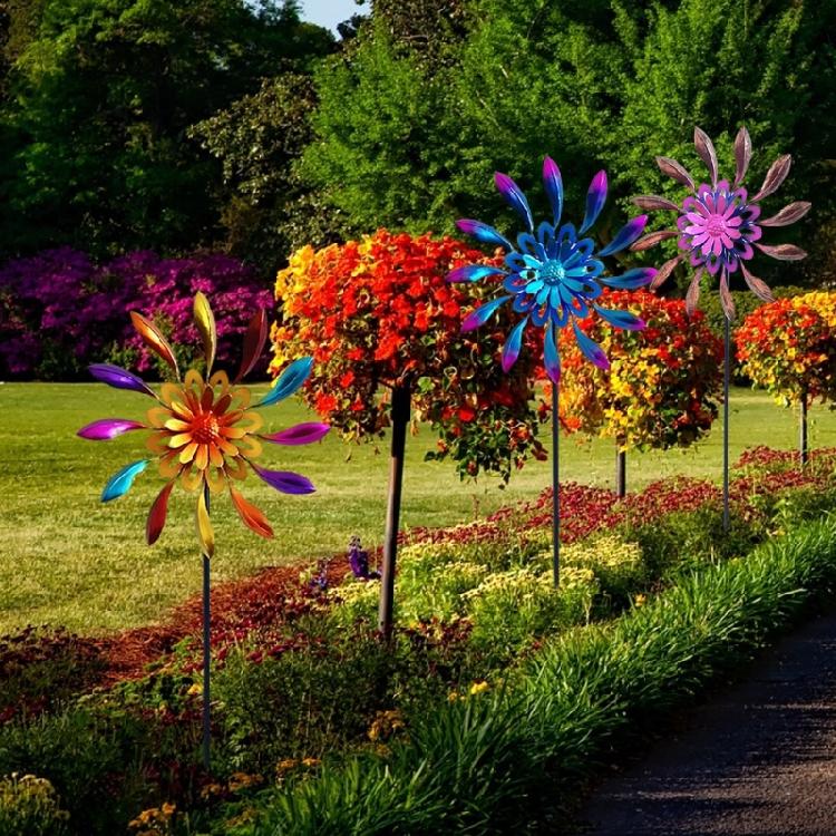 Decorative Metal Wind Spinner Windmill Sculpture Suitable For Lawn Landscape Outdoor Gardens Rotating Art Yard Sculpture