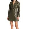 Genuine Soft Lambskin Formal New Dress Stylish Olive Green Women Leather Dress