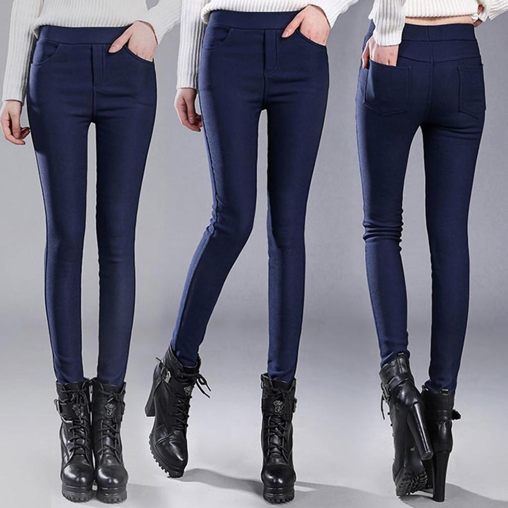 Cold Skinny High Solid Long Everyday Winter [WoauNuiHll] Women's Fleece-Lined Pants, Warm, Weather, Pants, Waist, Color, Leg-Slimming Trousers, Pants,