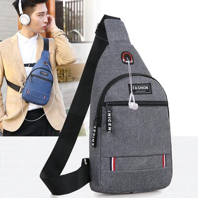 Mann Messenger Tasche Schulter Oxford Tuch Umhängetasche Casual Messenger Brust Taschen Kopfhörer Loch Multifunktions Handtasche