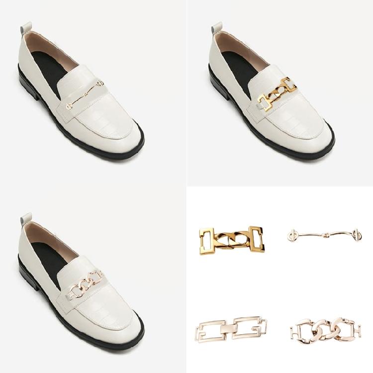 Moderní klip na ozdobu boty Zinkové slitiny Kovová přezka na boty Snadné připevnění Řetízek na mokasíny Zapínání Přívěsek Oděvní doplňky