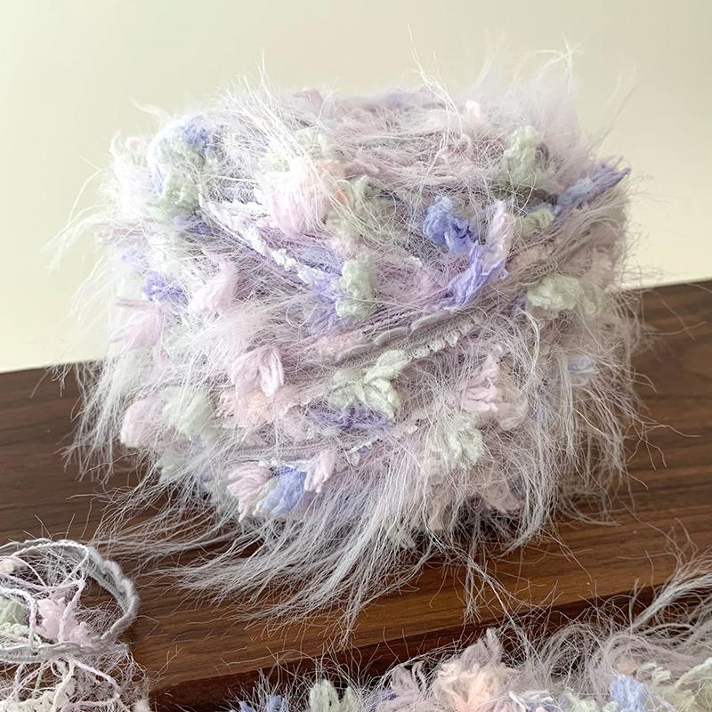 

50г Шарф тканый с цветочным дизайном Ручная вязка Милый Вязаный Крючком Ручная работа Смешанная пряжа Подарок Искусственный мех Вязание Многоцветный