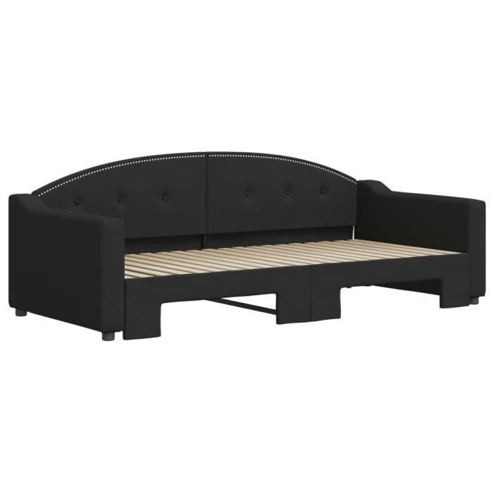 VidaXL Lit de jour avec lit gigogne noir 90x190 cm tissu 3197542