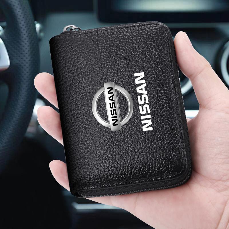 1Pcs Leather Car Driver's License ID Card Bank Card Wallet Car Styling For Nissan Nismo Tiida Teana ALTIMA SYLPHY MURANO KICKS QASHQAI