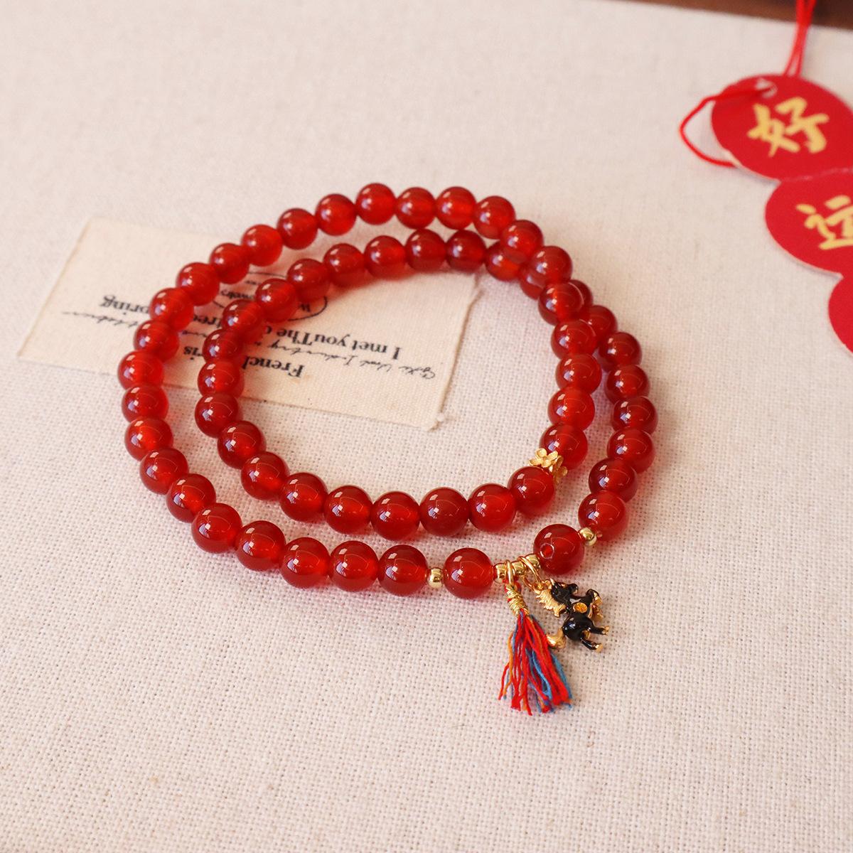 

Natural agate bracelet female pony pendant non-fading bracelet jewelryfashion women daily jewelry gift