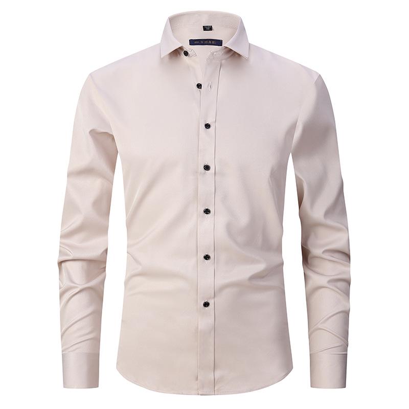 Men's Solid Color Slim Fit Long Sleeve Plus Size Shirt