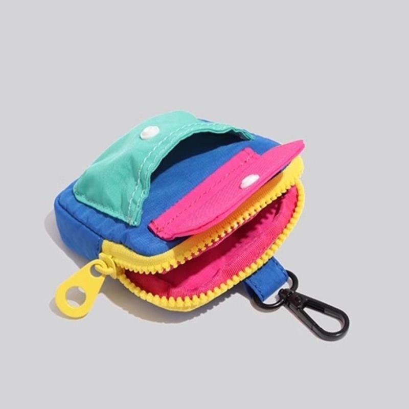 Tragbare Langlebige Reißverschluss Münzbörse Kontrastfarbe Kopfhörertasche Multifunktionale Geldbörse Schlüsselanhänger Tasche Tägliche Nutzung Dekoration Geschenk