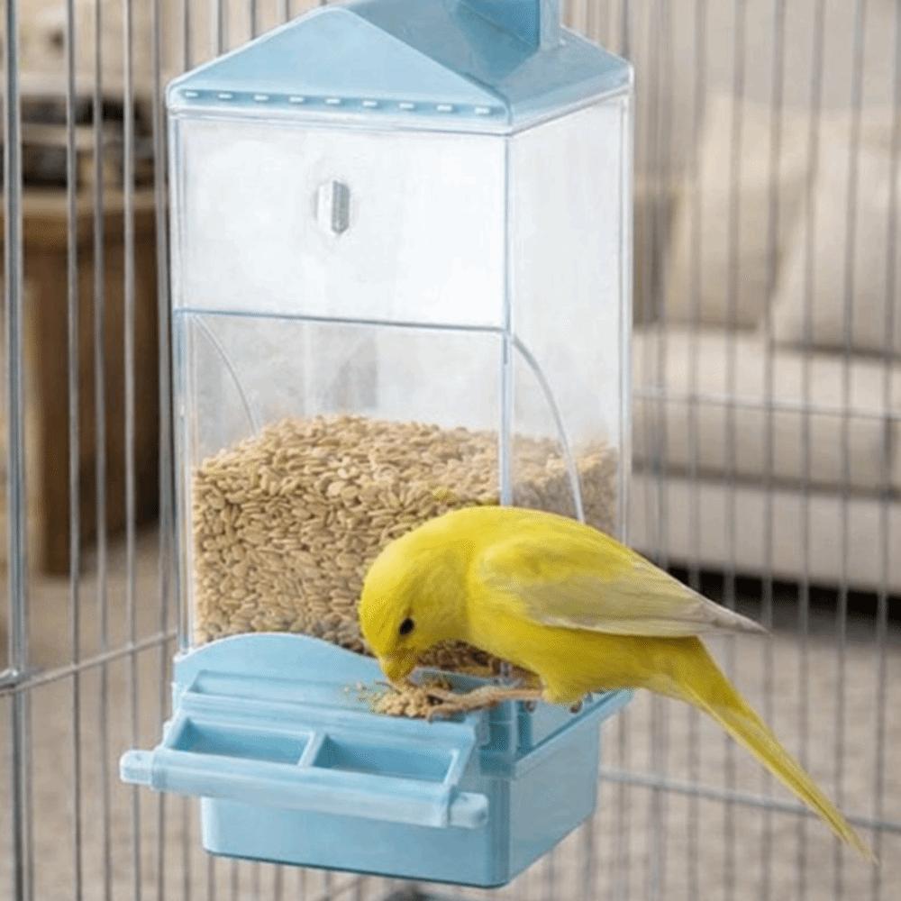 Large Capacity Automatic Bird Feeder Transparent Feeding Bowl Parrot Cage Feeder Small Parrots