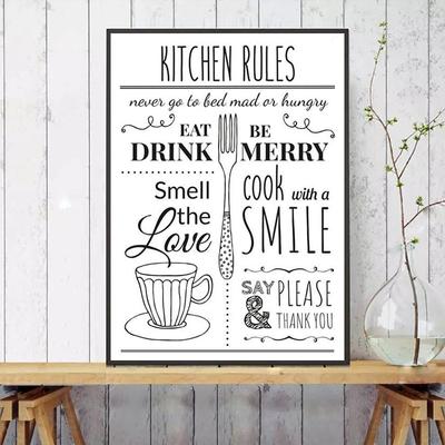 Kitchen Rules Illustration Canvas Art Poster Prints Kitchen Wall Art Decor Modern Minimalist Painting Picture Wall Decoration